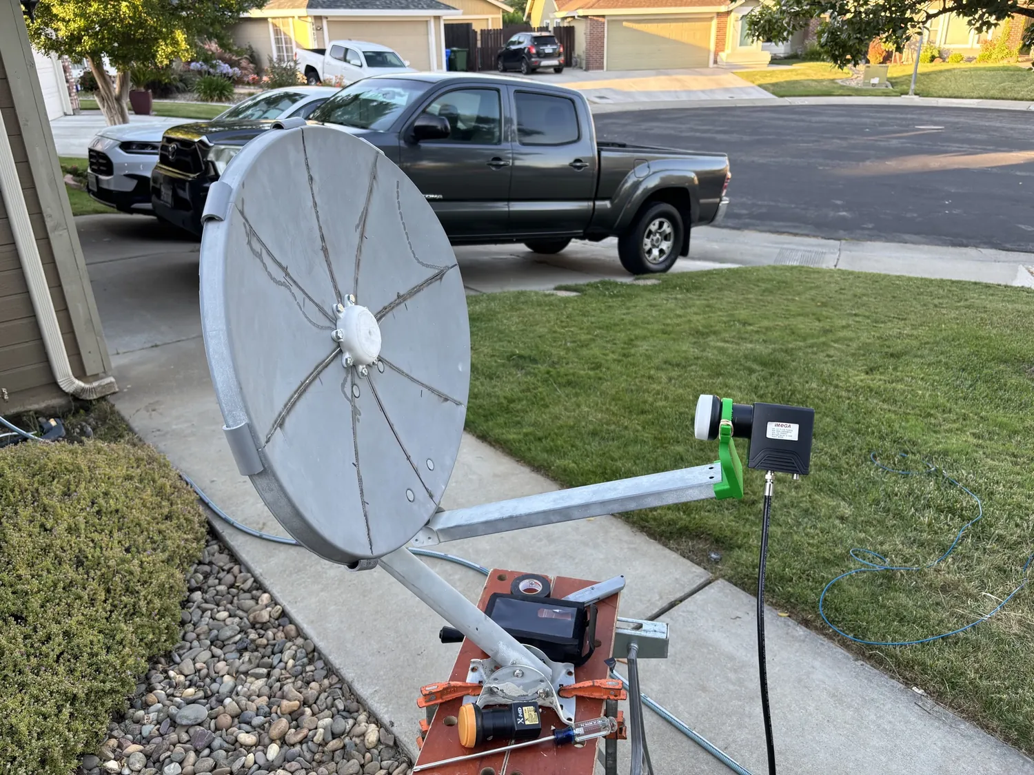 Repurposed satellite dish with generic LNB